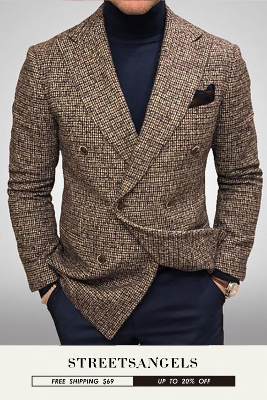 Men's Casual Suits Plaid Business Fashion Slim Outerwear