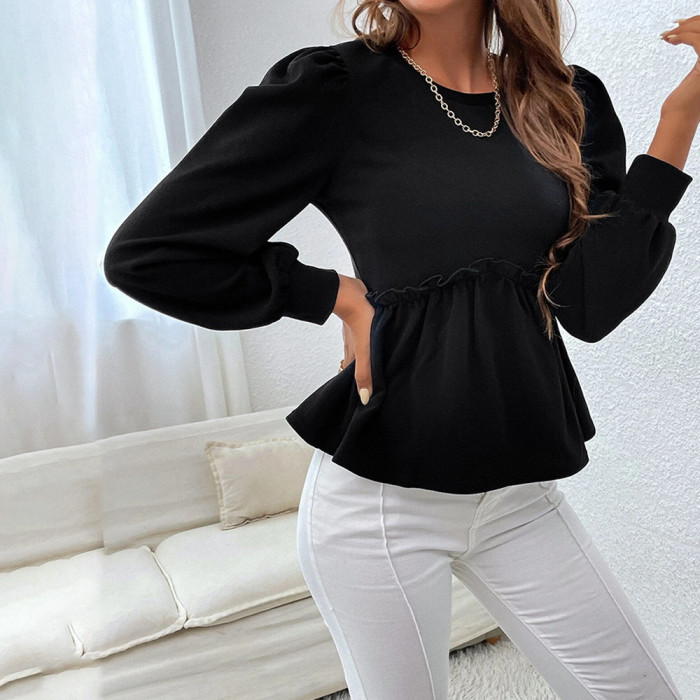 Fashion Loose Casual Puff Sleeve Temperament Top Blouses