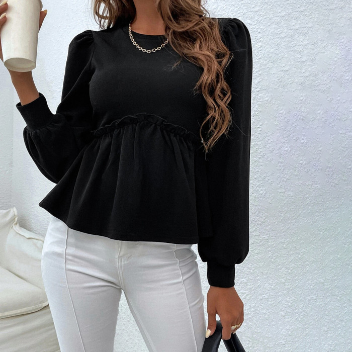 Fashion Loose Casual Puff Sleeve Temperament Top Blouses