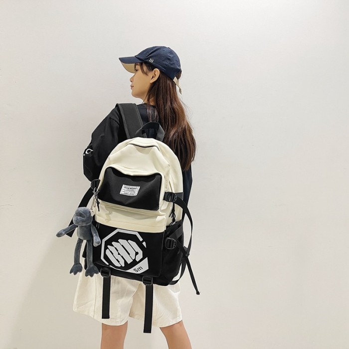 Women's Casual Large Capacity Student Canvas Fashion Letter Backpack