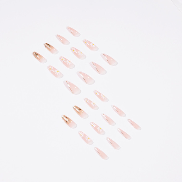 24PCS French Wear Exquisite Small Fresh Ballet Flower Nails