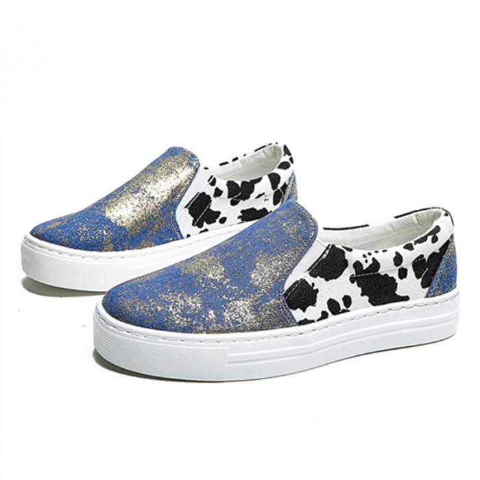 Women Breathable Slip-on Patchwork Canvas Shoes