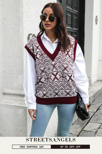 Women's V-neck knitted Sweater Vests