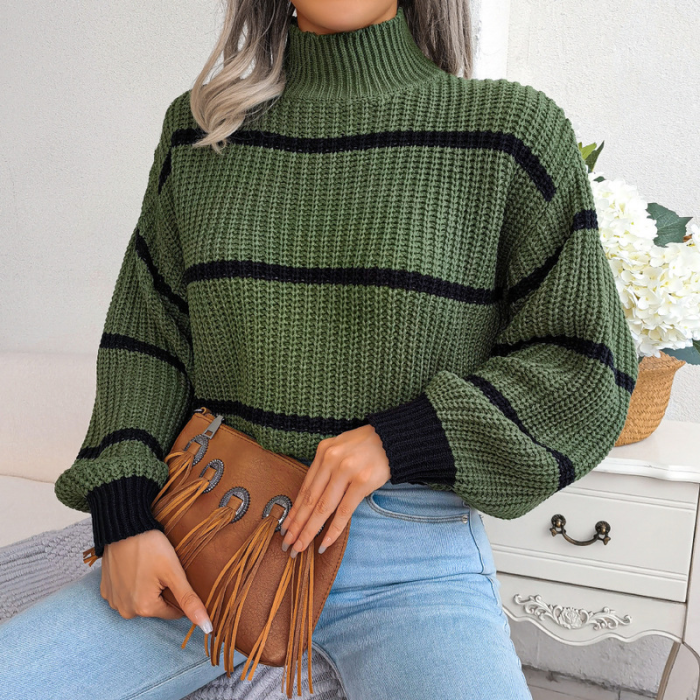 Ladies Striped Knitted Loose Sweaters