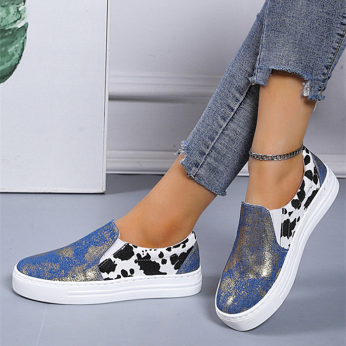 Women Breathable Slip-on Patchwork Canvas Shoes