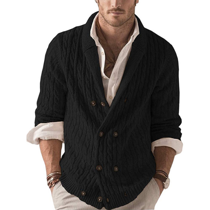 Men's Fashion Lapel Long Sleeve Warm Casual Simple Cardigan Sweater