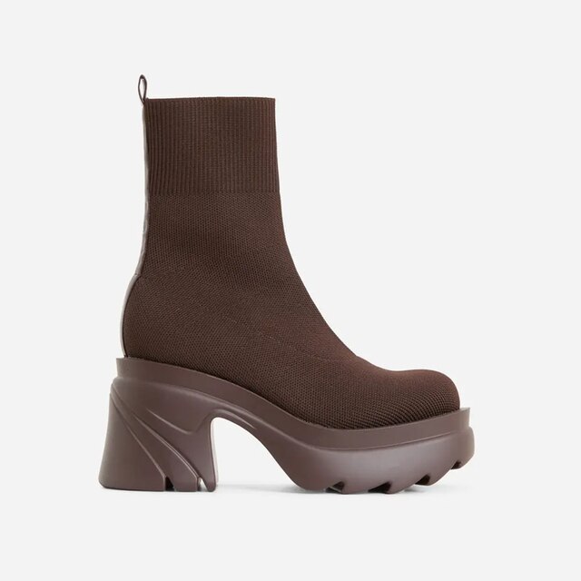 Women Thick-soled Flying Knitted Elastic Boots