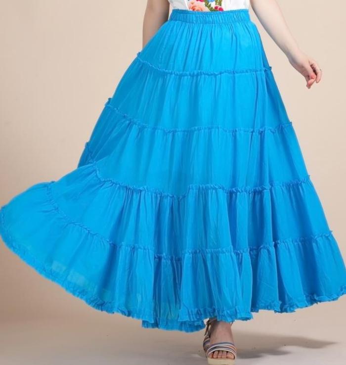 Women's Fashion A-Line Linen Vintage High Waist Solid Color Boho  Skirts