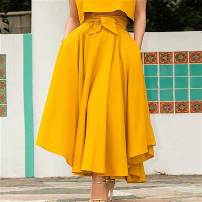 Women's Solid Color High Waist A-Line Fashion Pleated Skirt