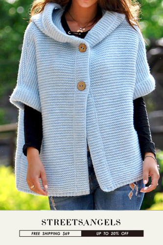 Women's Fashion Solid Color Hooded Casual Street Knit Half Sleeve Cardigans
