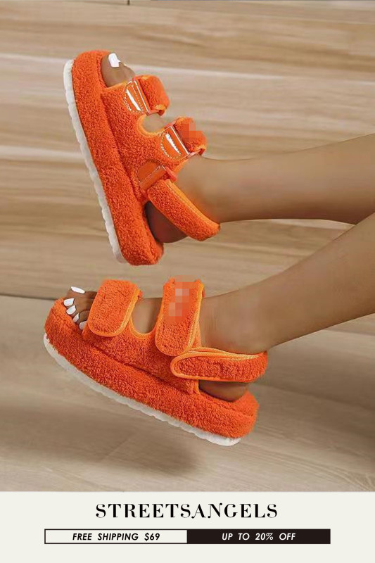 Women Fashion Open-Toe Thick Sole Fur Sandals
