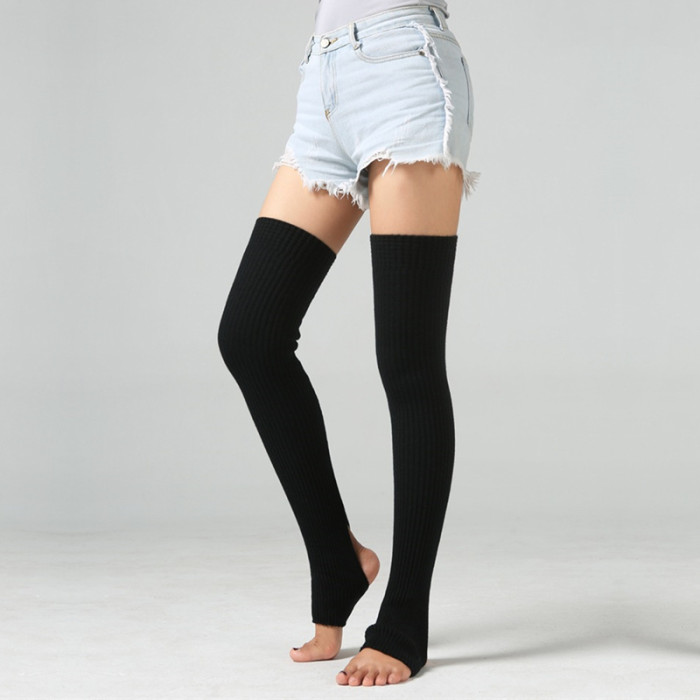 Fashion Knit Leggings Long Over Knee Feetless Ballet Socks