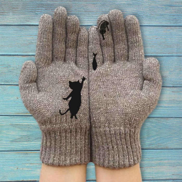 Ladies Cartoon Warm Cashmere Thickening Cute Fashion Gloves