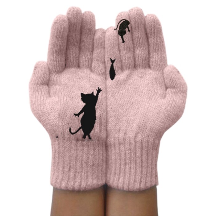Ladies Cartoon Warm Cashmere Thickening Cute Fashion Gloves