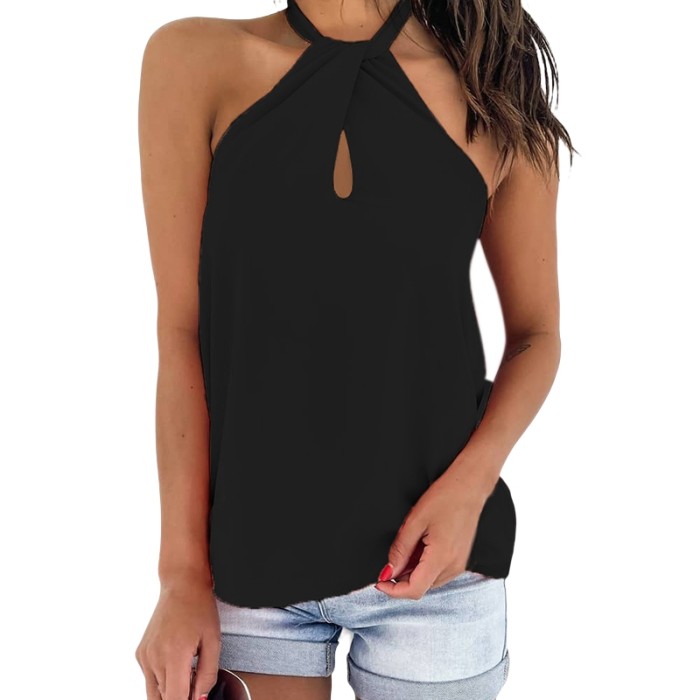 Sexy Hollow Backless Cool Loose Solid Color Fashion Camisole Top