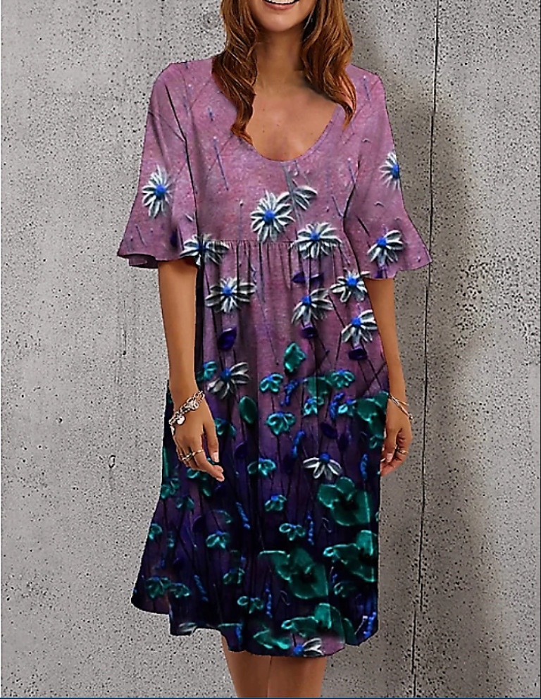 Boho Floral Ruffled Midi Dress main image 1
