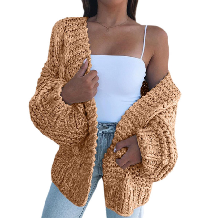Women New Cardigan Batwing Long-sleeved Loose Outside Knit Sweaters