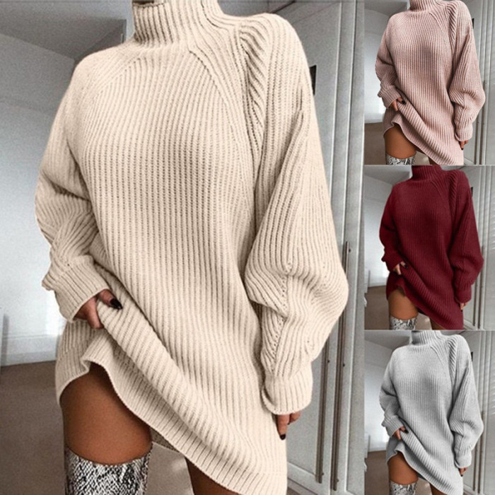 New Long Sleeve Loose Tunic Knitted Casual Sweaters