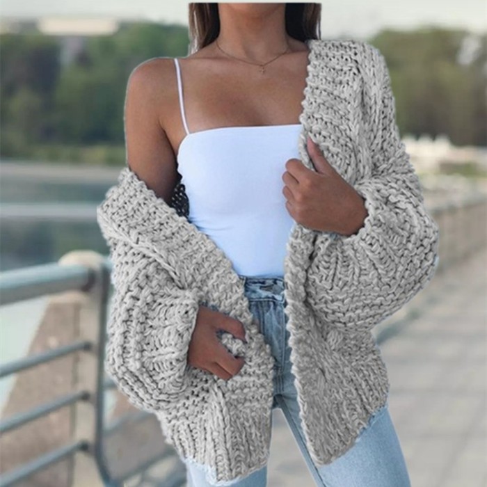 Women New Cardigan Batwing Long-sleeved Loose Outside Knit Sweaters
