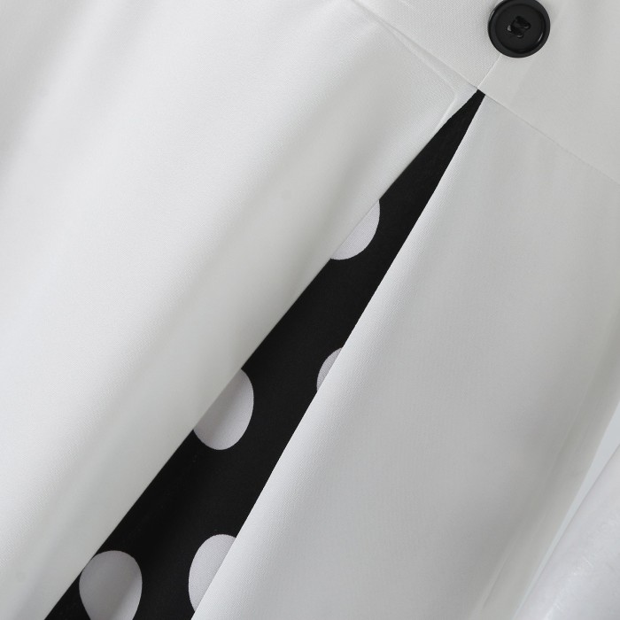 Fashion Elegant Print Loose Dot Stitching A-Line Midi Dress