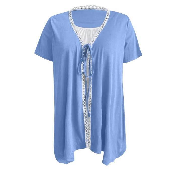 Women's Round Neck Casual Patchwork Lace Fashion T-Shirts