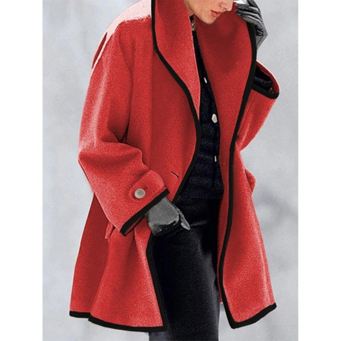 Women's Fashion College Style Retro Versatile Casual Warm Woolen Coat