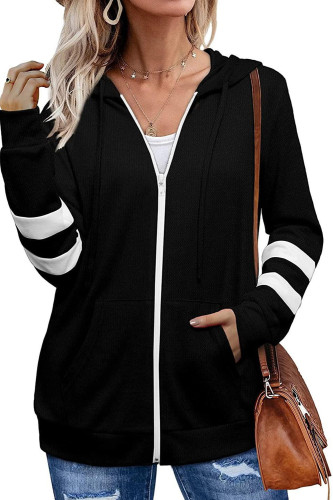 Fashion Women's Cashmere Solid Color Loose Zip Hoodie