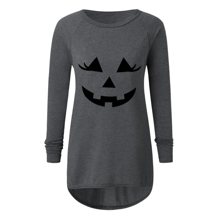 Halloween Fashion Crew Neck Casual Print Loose T-Shirt