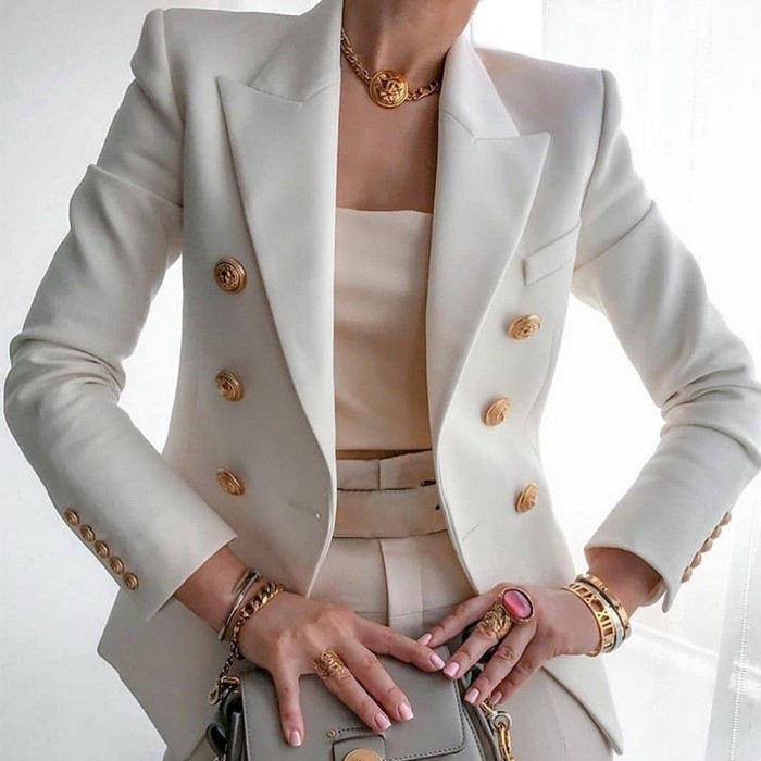 Fashion Women Elegant Fit Long Sleeve Solid Blazers