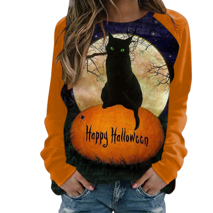 Women's Halloween Print Fashion Long Sleeve Casual Sweatshirt