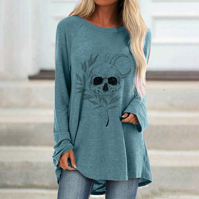 Halloween Pumpkin Print Fashion Casual O Neck Loose T-Shirt