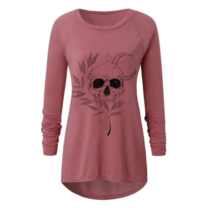 Halloween Pumpkin Print Fashion Casual O Neck Loose T-Shirt