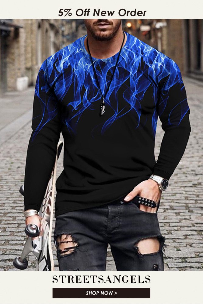 Men's Top 3D Printed Crew Neck Casual Casual Shirt