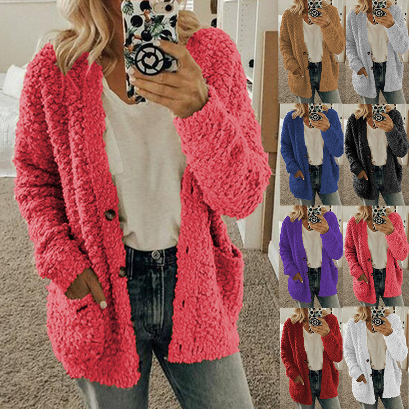 Women Long Sleeve Casual Solid Pocket Sweater Cardigan