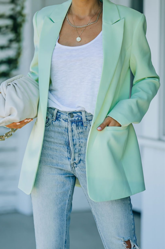 Elegant Women Solid Color Single Button Design Blazers