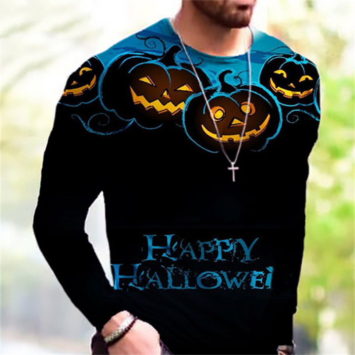 Fashion Casual Halloween 3D Printed Crew Neck Party Shirt