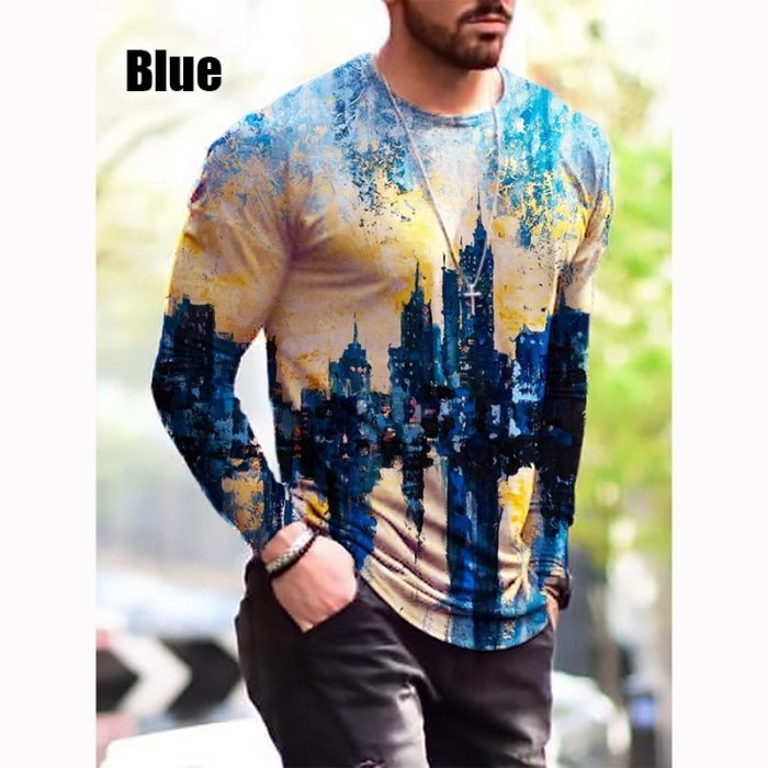 Men's Fashion Slim Fit Round Neck Long Sleeve Casual Commuter Shirt