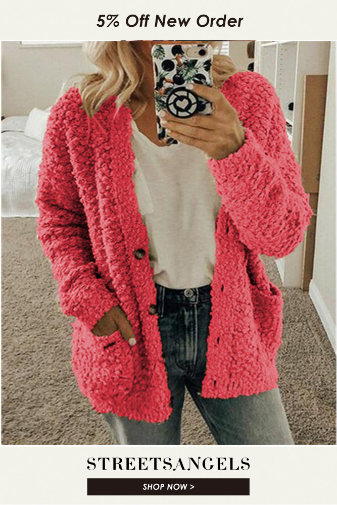 Women Long Sleeve Casual Solid Pocket Sweater Cardigan