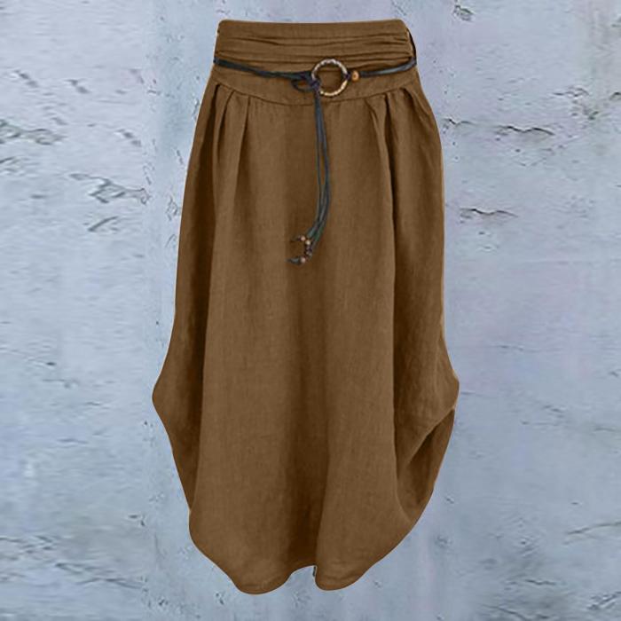 Fashion Solid Color Loose Vintage Skirt