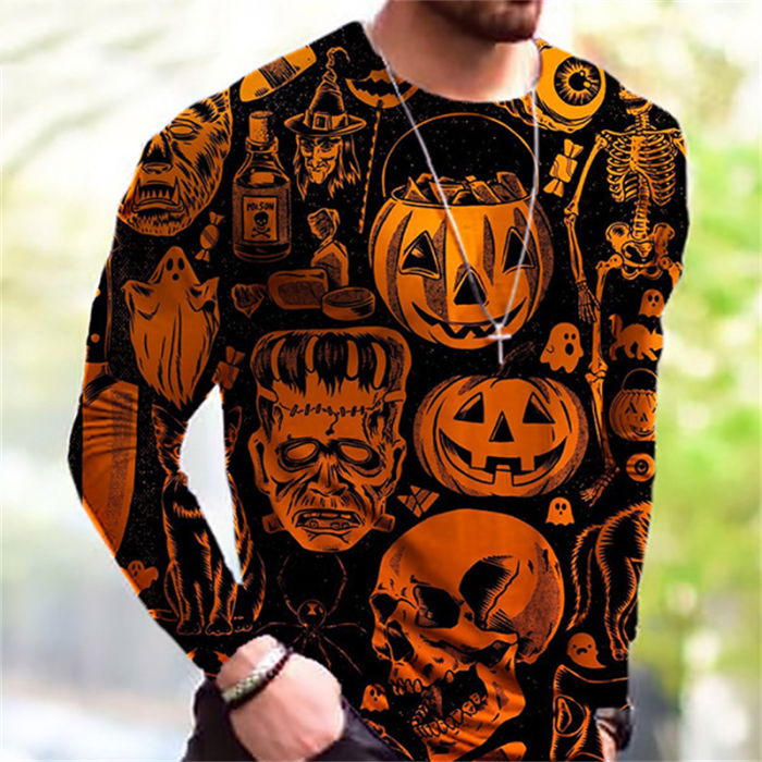 Fashion Casual Halloween 3D Printed Crew Neck Party Shirt