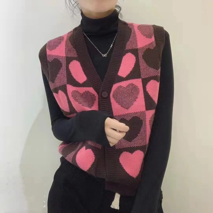 Women Vintage Patchwork Casual PrintChic Sweaters Vest