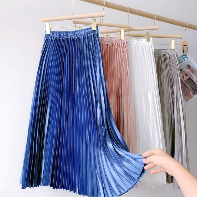 High Waist A- Line Pleated Skirt Casual All-match Retro