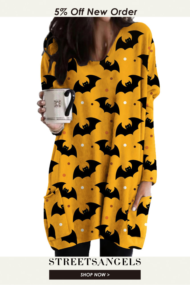 Women's Fashion Halloween Cat Long Sleeve Loose Retro Sweatshirts