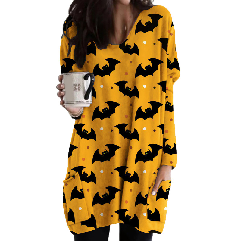 Women's Fashion Halloween Cat Long Sleeve Loose Retro Sweatshirts