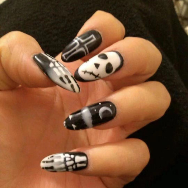 Fashionable Halloween Point Nail Finished Detachable Nail Art