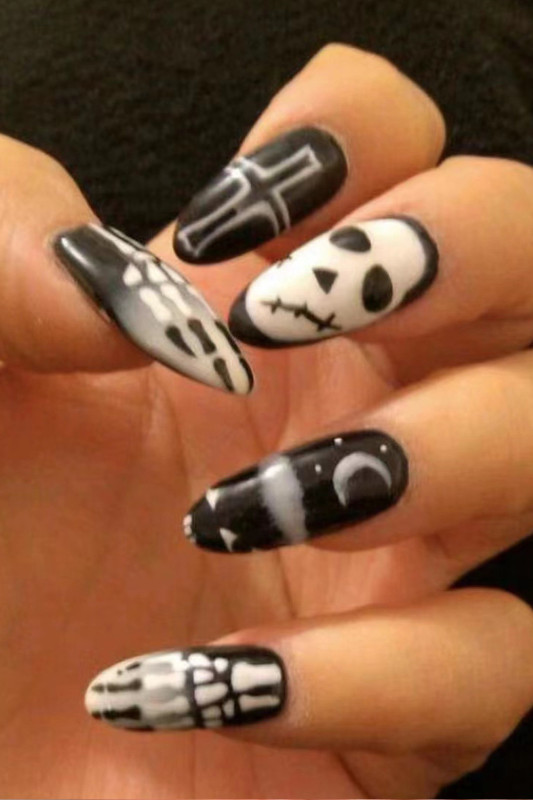 Fashionable Halloween Point Nail Finished Detachable Nail Art