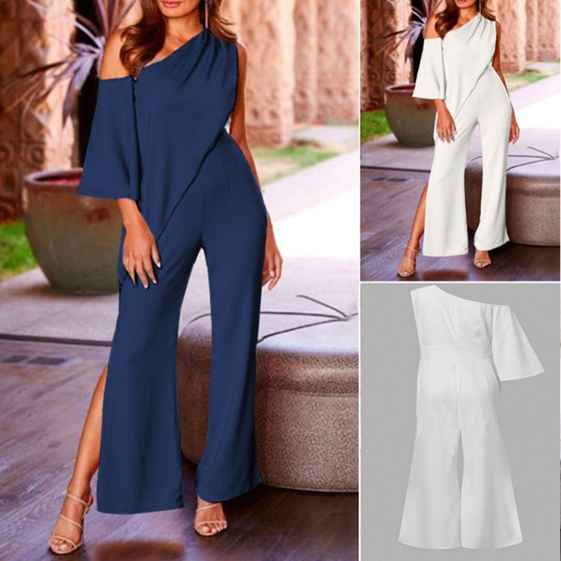 Stylish and Elegant One Shoulder Party Casual Wide Leg Jumpsuit