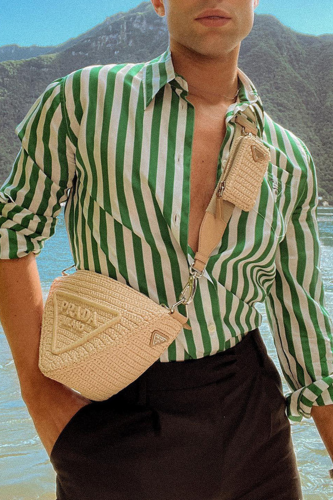 Men Fashion Loose Striped Pocket Casual Long Sleeve Single-Breasted Turn-down Collar Shirt