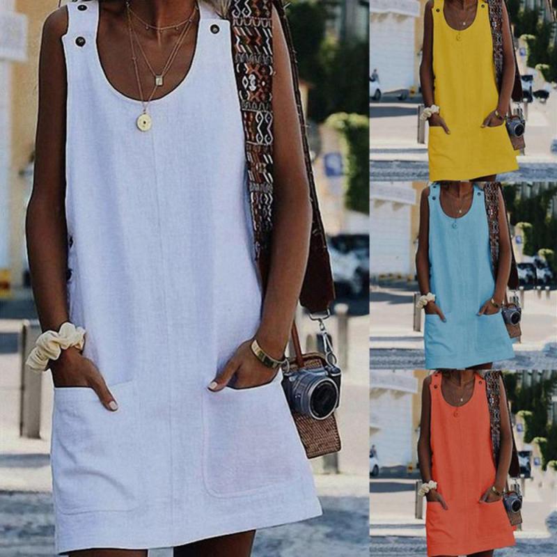 Fashion Casual Solid Color Pocket Sleeveless Elegant Rompers