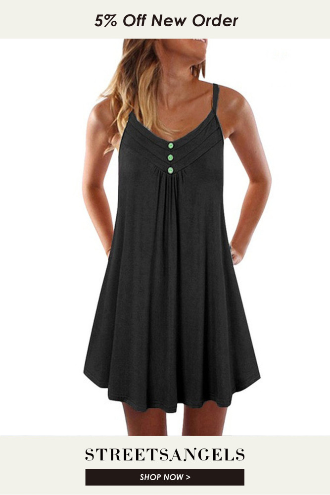 Fashion Casual Loose Beach Sexy Sling  Mini Dress